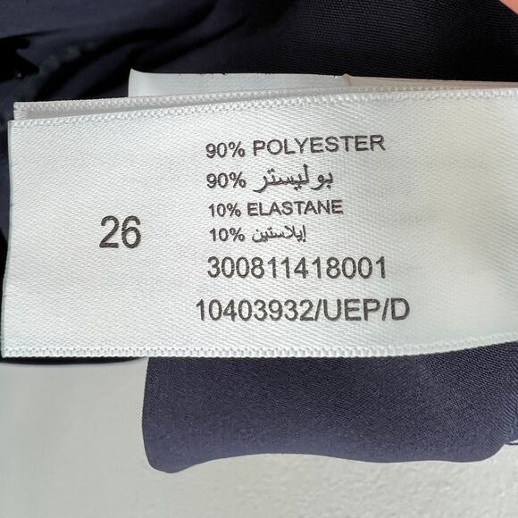 Wardrobe Navy Blue Wide Leg Cropped Pants Stretch Button Tab Accent Size 26/8 - Picture 7 of 7